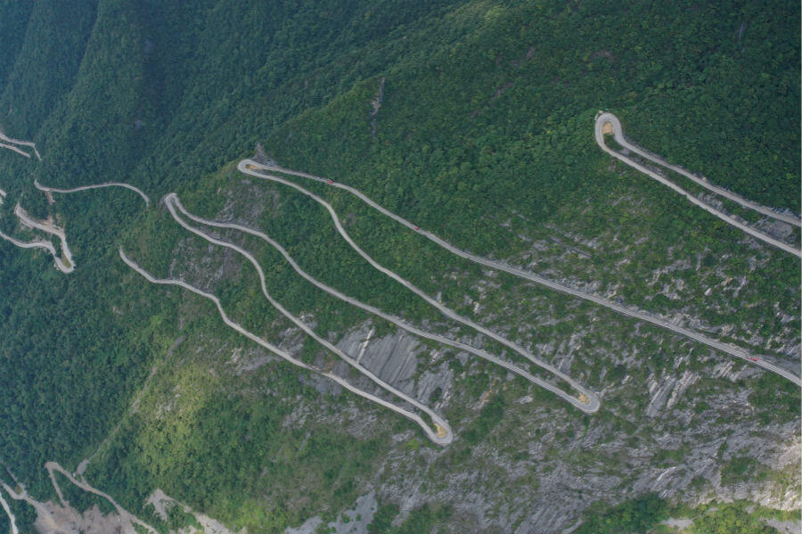 Aerial view of daunting sky road in Enshi, Central China