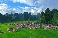 Aerial view of Huanjiang Maonan Autonomous County in Guangxi