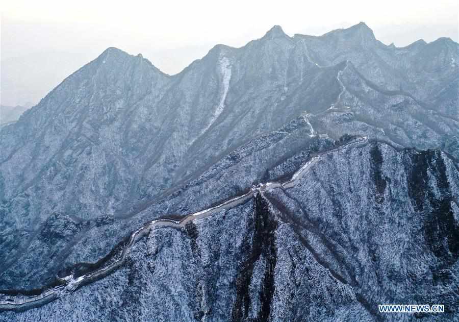 Snow scenery at Jiankou Great Wall in Beijing