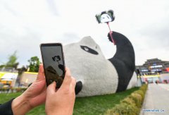 Selfie Panda sculpture in Sichuan goes popular