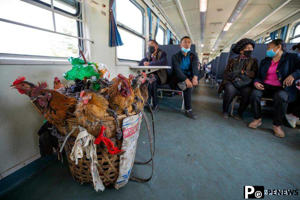 Slow-speed trains run through Daliang Mountains in SW China