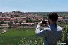 People visit village in Siguenza city, Spain