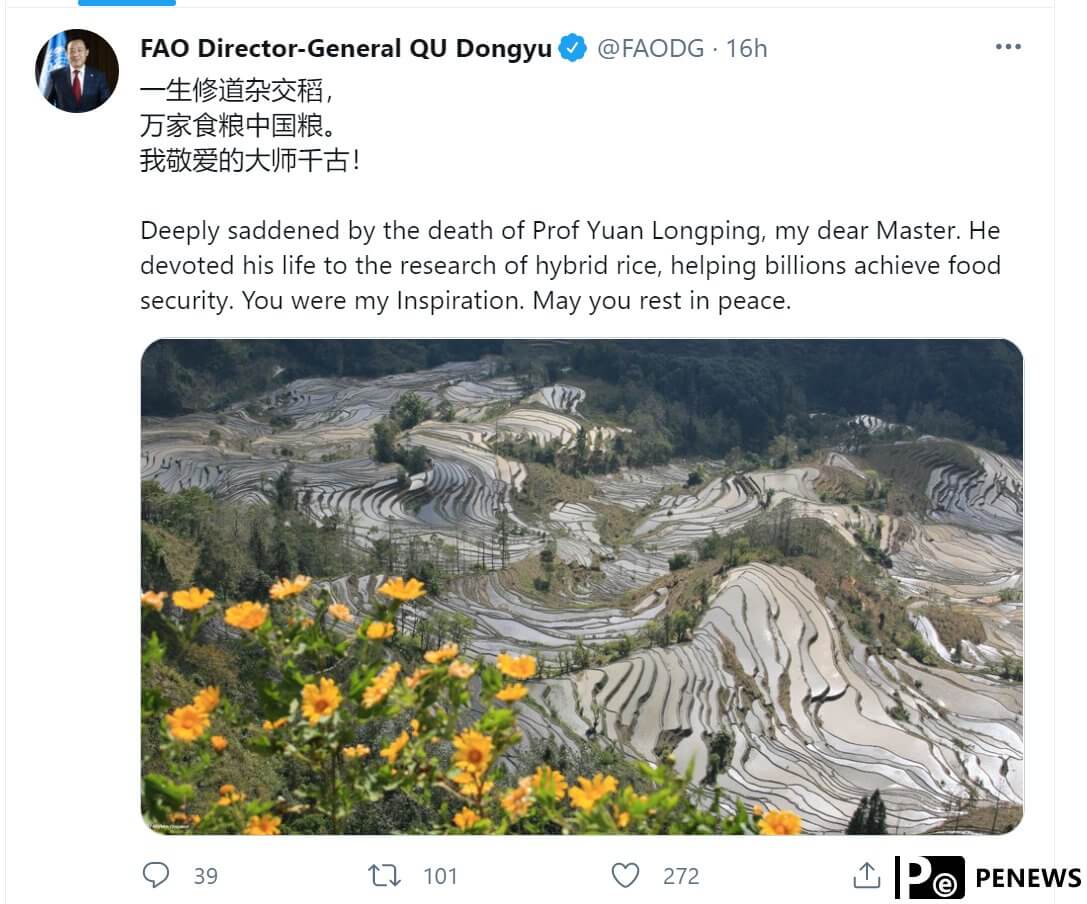 FAO official mourns death of China