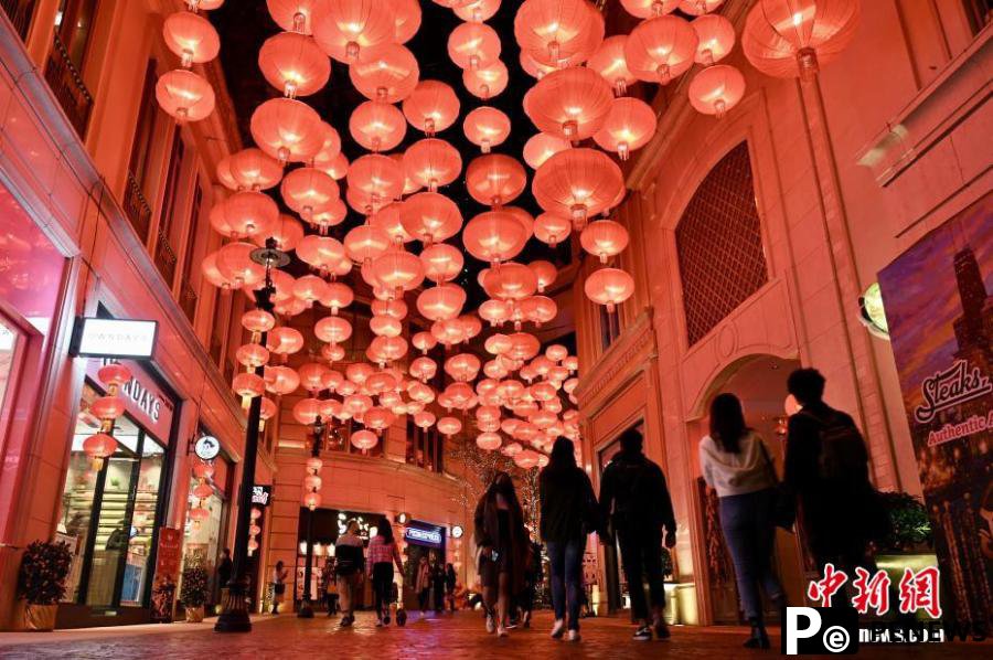 Red lanterns decorate Hong Kong streets for Chinese New Year