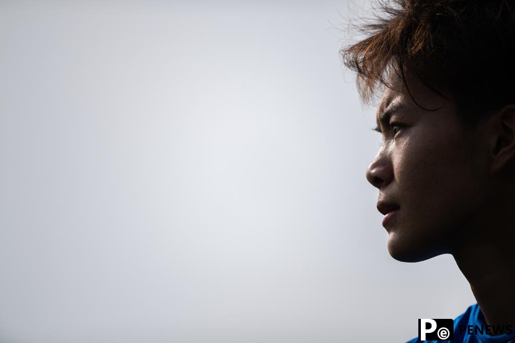 Chinese female football player Wang Shuang attends training session