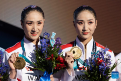 China's twin Wang sisters win gold in Budapest worlds artistic swimming