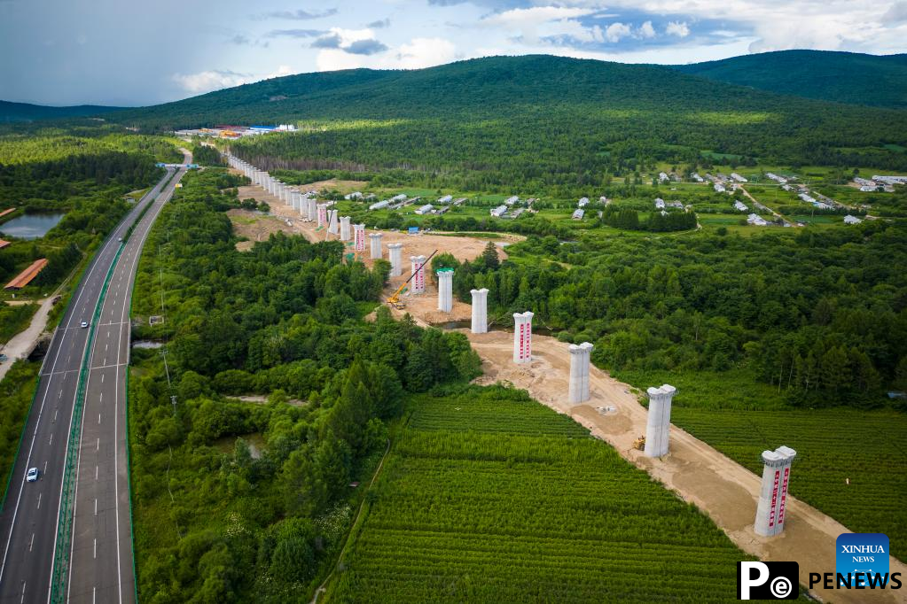 Harbin-Yichun high-speed railway under construction in NE China