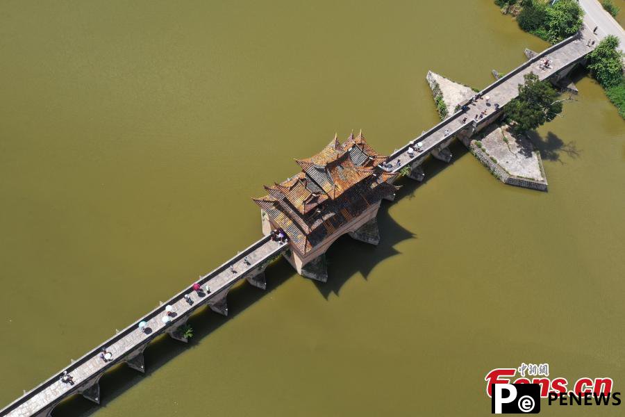 Ancient Shuanglong bridge in Yunnan