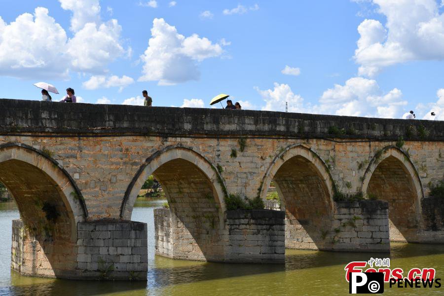 Ancient Shuanglong bridge in Yunnan