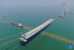Lingdingyang bridge under construction in south China's Guangdong