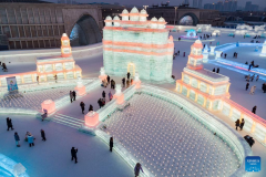 People visit Ice-Snow World theme park in Harbin, northeast China