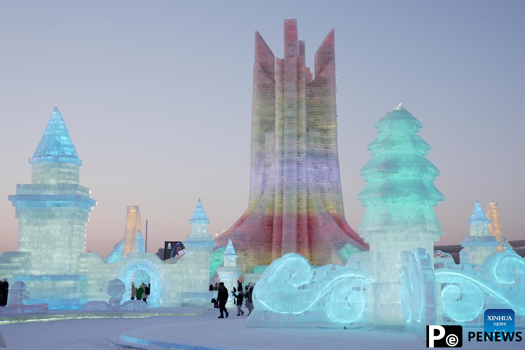 People enjoy themselves at Harbin Ice and Snow World