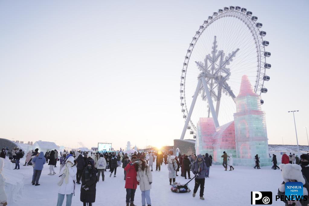 People enjoy themselves at Harbin Ice and Snow World