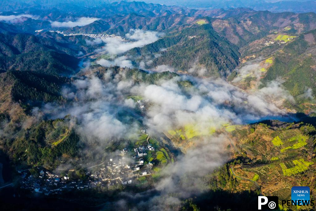 Scenery of clouds at Shitan Village, E China