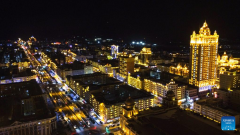 Night scenery of Manzhouli in N China's Inner Mongolia