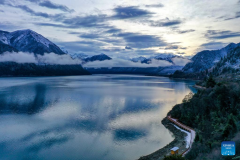 Scenery of Basum Lake after snow in Nyingchi, SW China's Tibet