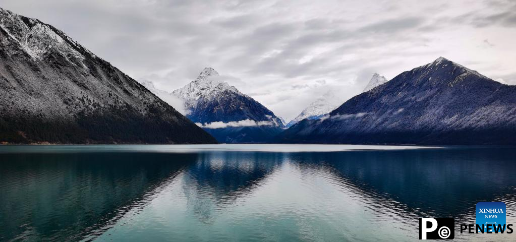 Scenery of Basum Lake after snow in Nyingchi, SW China