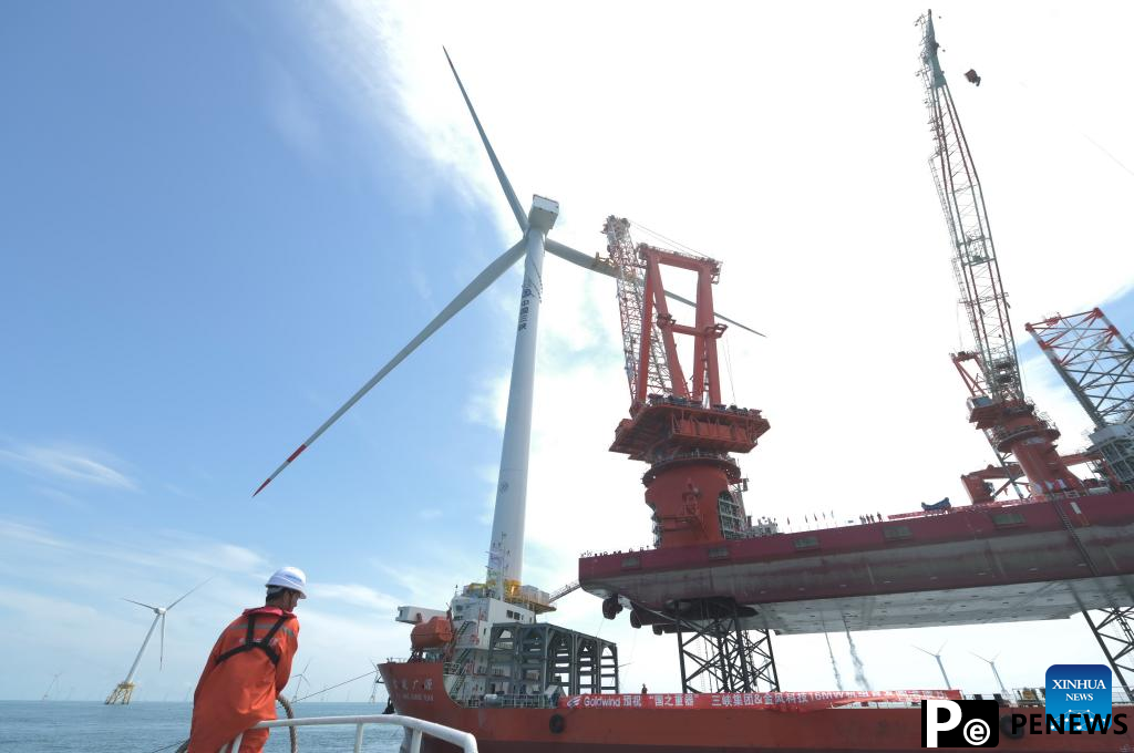 Construction of giant offshore wind turbine completed in Fuzhou