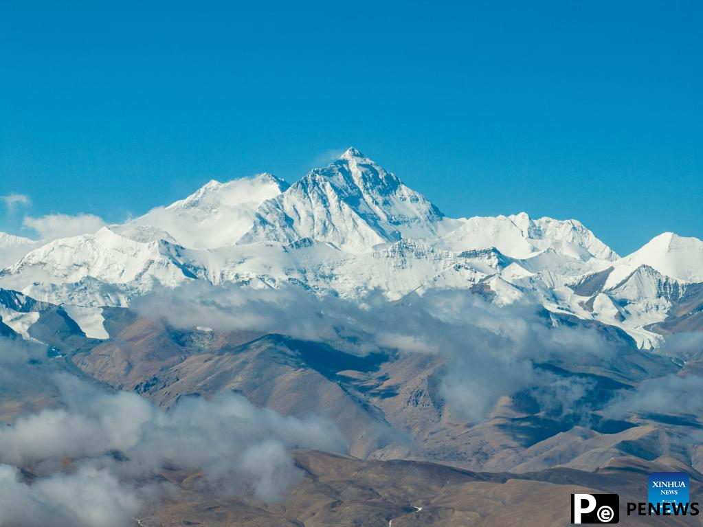 Areial view of Mount Qomolangma in SW China
