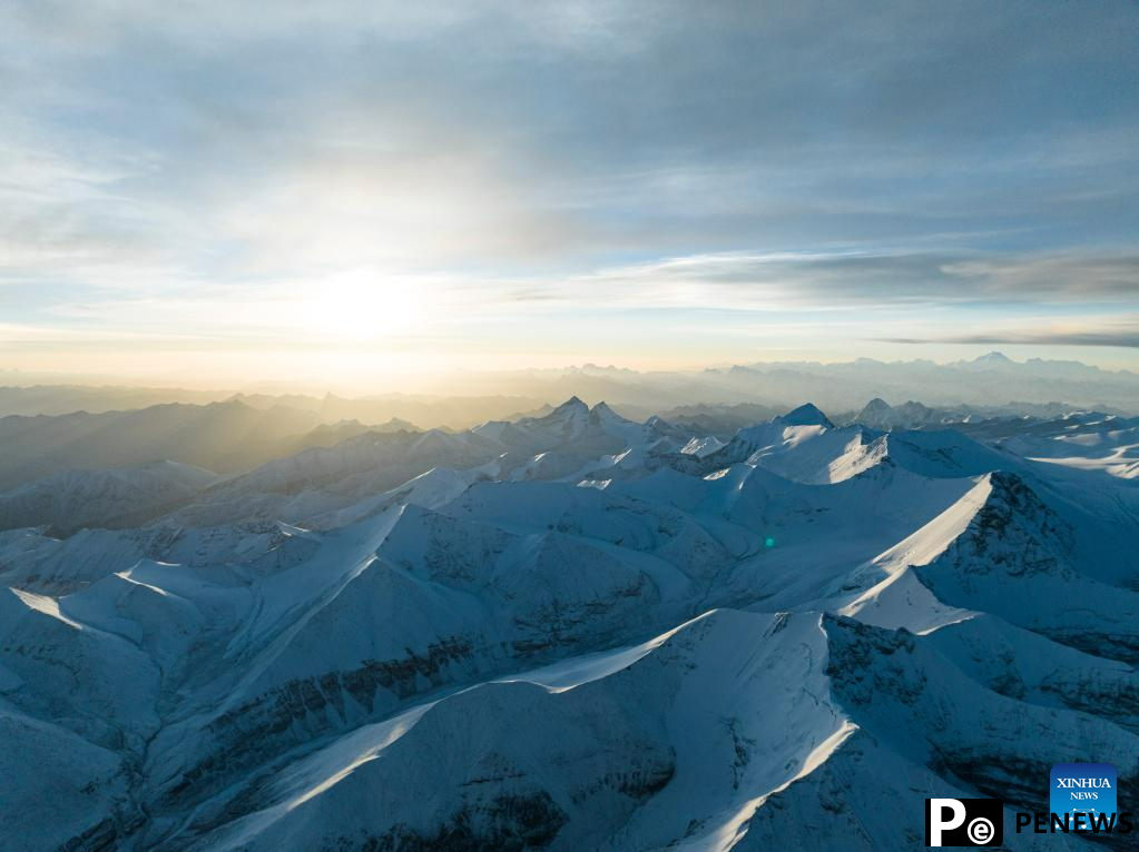 Areial view of Mount Qomolangma in SW China