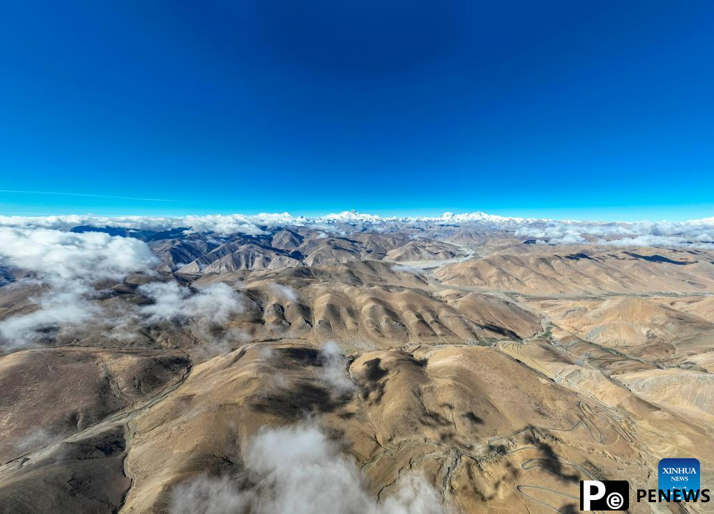 Areial view of Mount Qomolangma in SW China