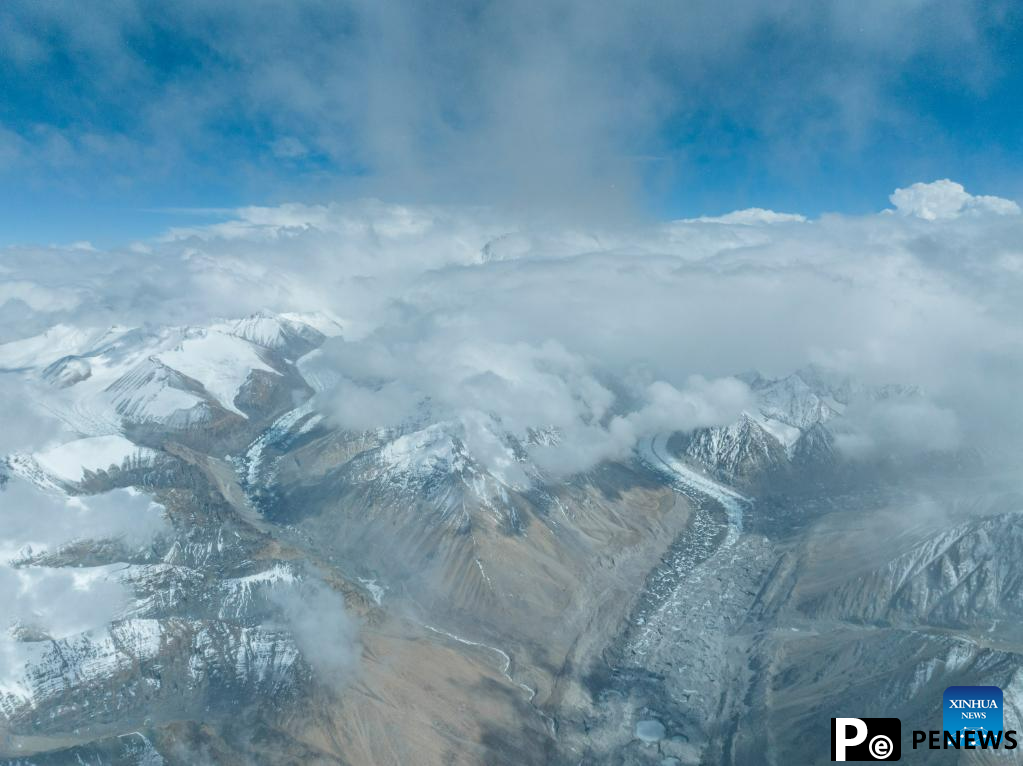 Areial view of Mount Qomolangma in SW China