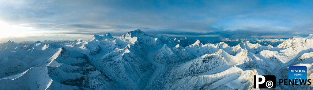 Areial view of Mount Qomolangma in SW China