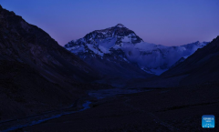 View of Mount Qomolangma in SW China's Tibet