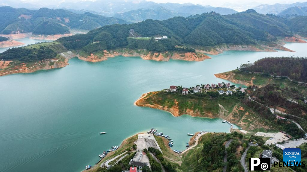 Scenery of Wanfeng Lake in Nanpan river town, SW China