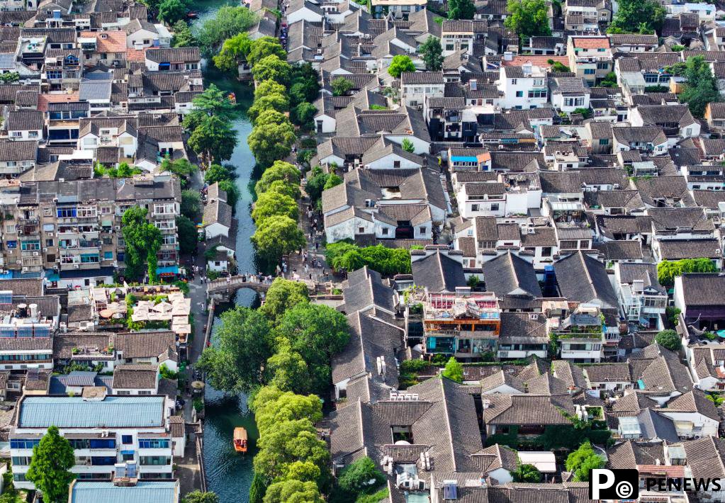 View of historic and cultural block of Pingjiang Road in east China