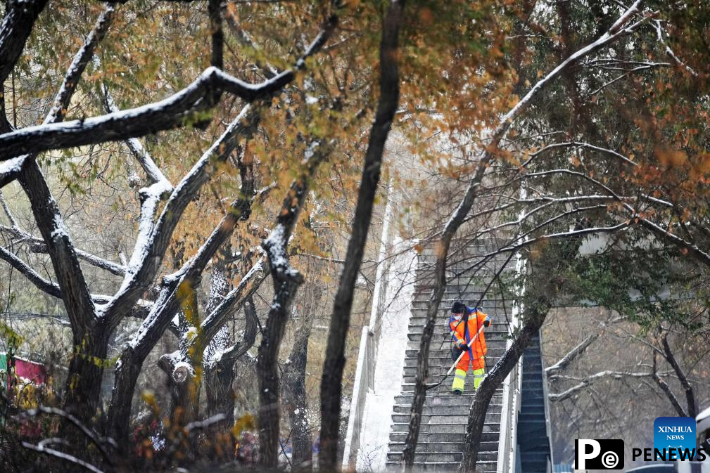 View of snow-covered Harbin in NE China