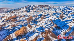 Danxia landform after snow in Xinjiang