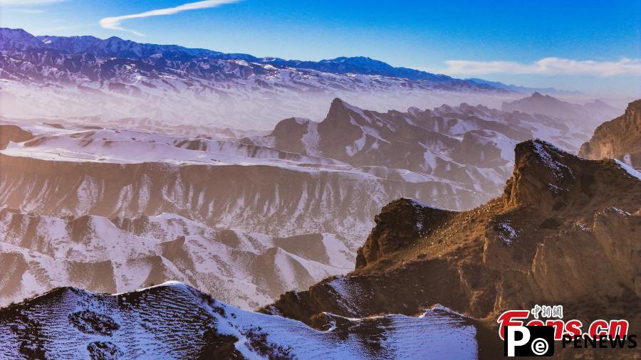 Danxia landform after snow in Xinjiang