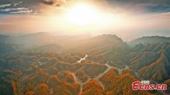 Reservoir, colorful forest create stunning landscape in Sichuan