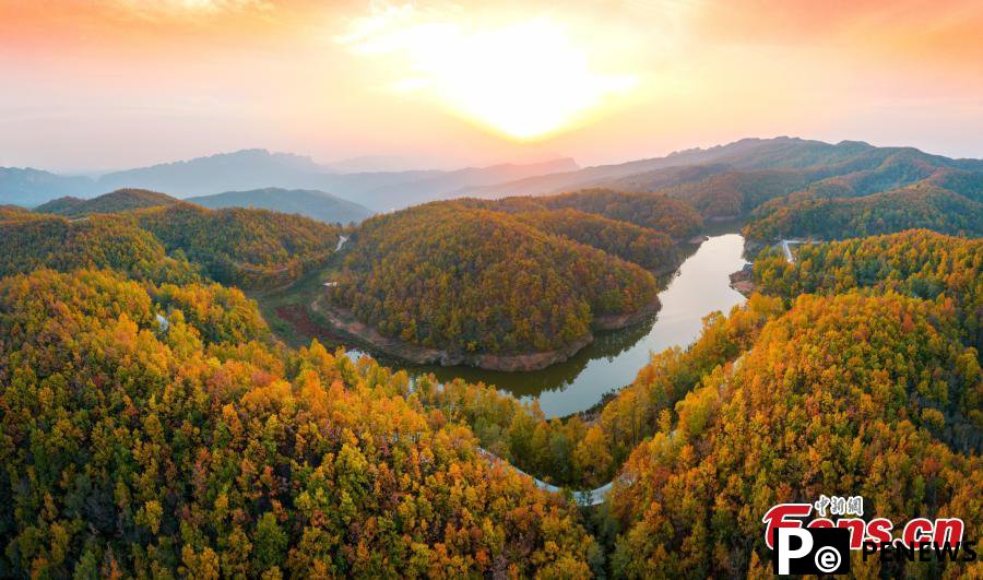Reservoir, colorful forest create stunning landscape in Sichuan