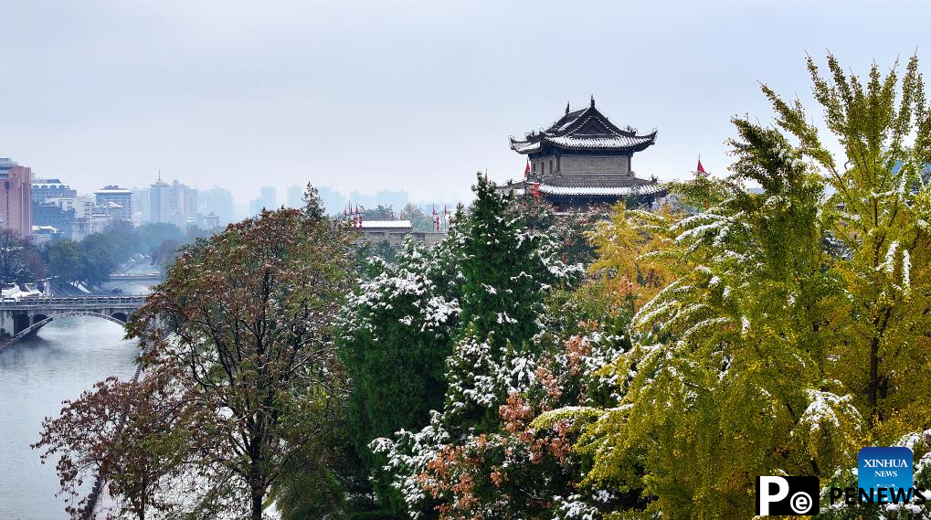 City view of snow-covered Xi