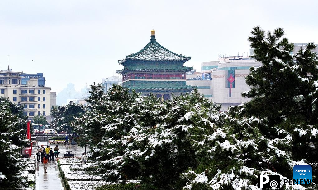 City view of snow-covered Xi