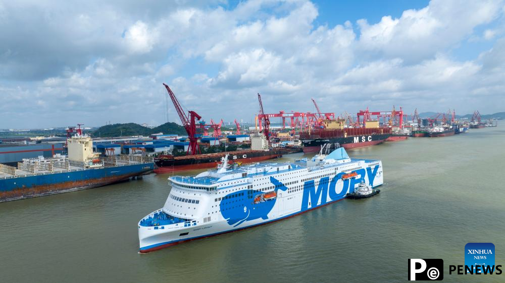 Giant made-in-China "ro-ro" passenger ship sets sail to Italy