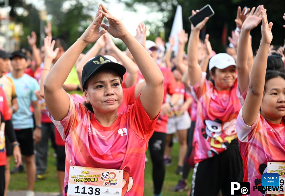 People participate in Malaysia-China 2023 friendship run in Kota Kinabalu, Malaysia