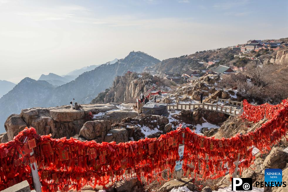 Tourists visit Mount Tai scenic area in east China