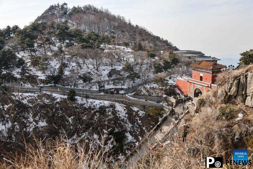 Tourists visit Mount Tai scenic area in east China