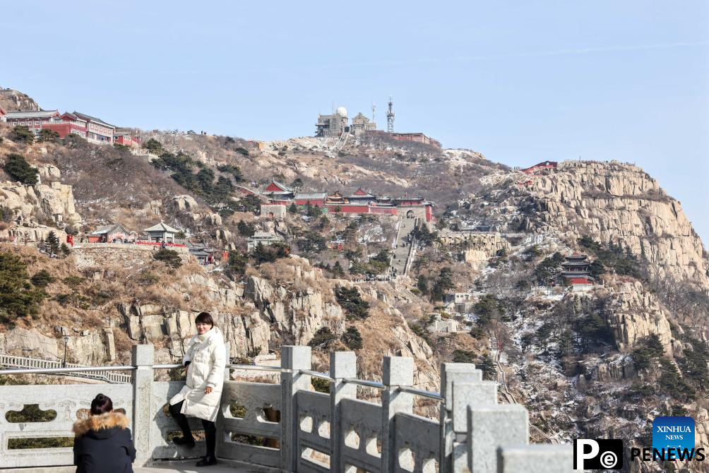 Tourists visit Mount Tai scenic area in east China