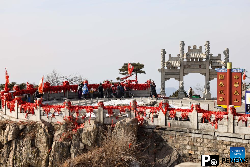 Tourists visit Mount Tai scenic area in east China