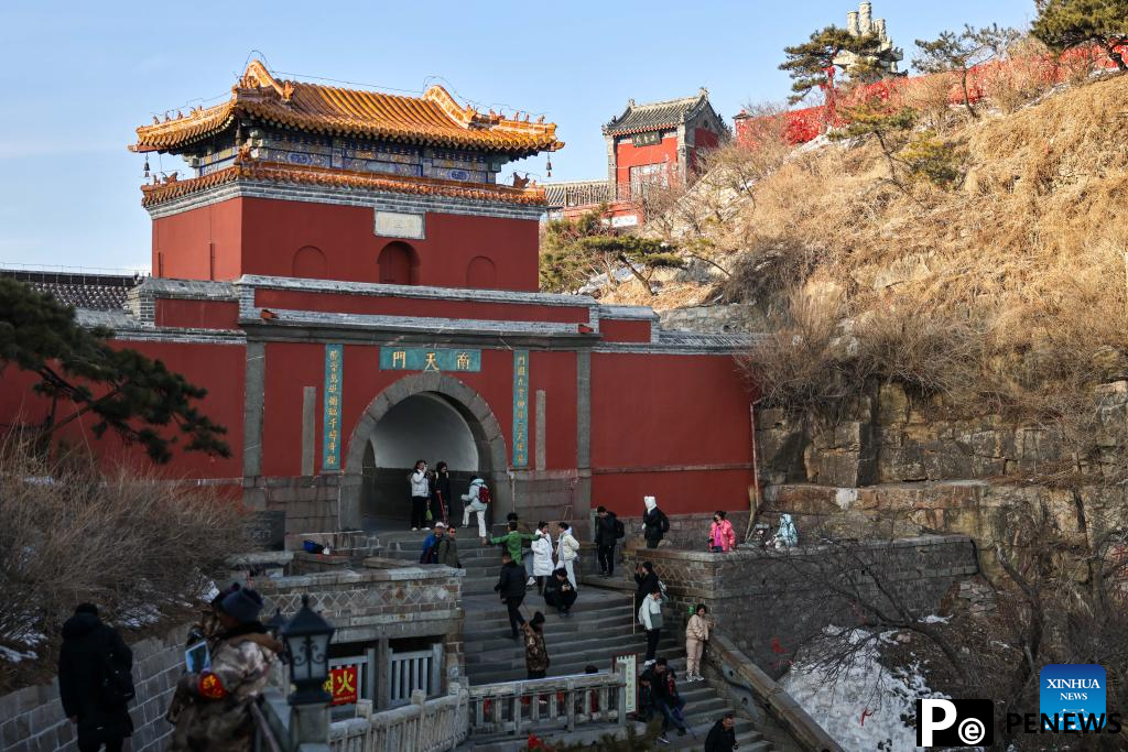 Tourists visit Mount Tai scenic area in east China
