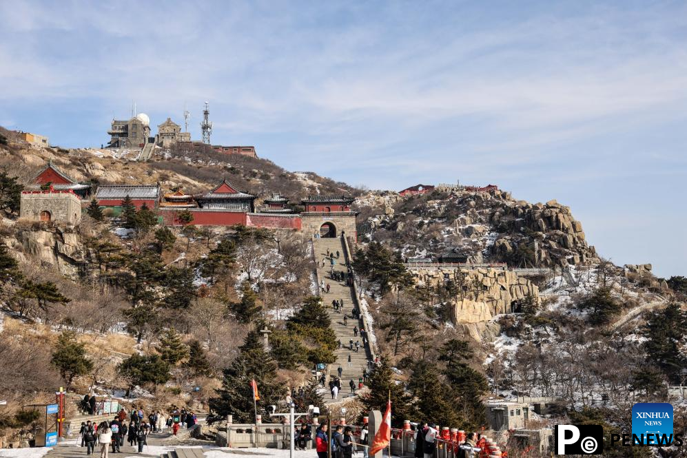 Tourists visit Mount Tai scenic area in east China