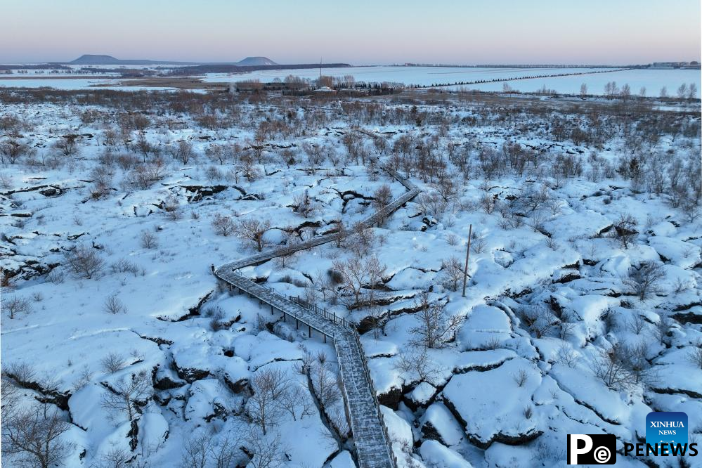 Snow scenery of Wudalianchi Geopark in Heihe, NE China