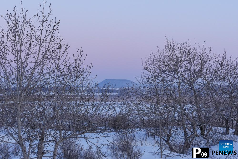 Snow scenery of Wudalianchi Geopark in Heihe, NE China