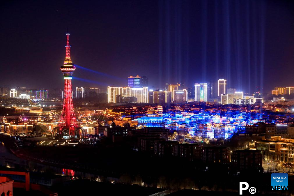 Night view of Kashgar in Xinjiang, NW China