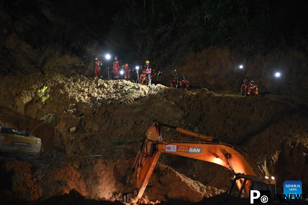 Rescue work continues after road collapse in S China