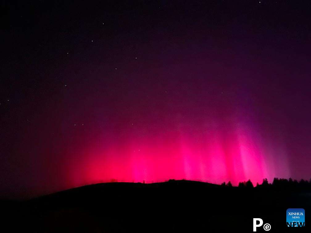 View of northern lights in Urumqi